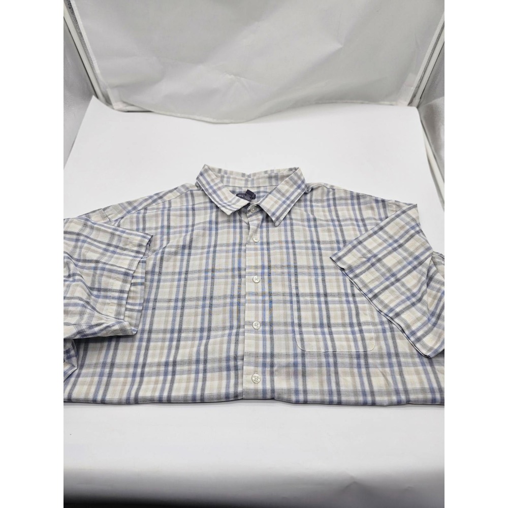 Van Heusen Men's Plaid Short Sleeve Button Up Shirt Size 3XL 20-20 1/2 Preppy